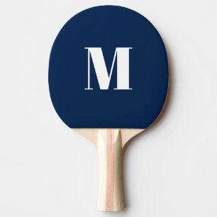 Raquette De Ping Pong Personnaliser monogramme initial marine bleu blanc