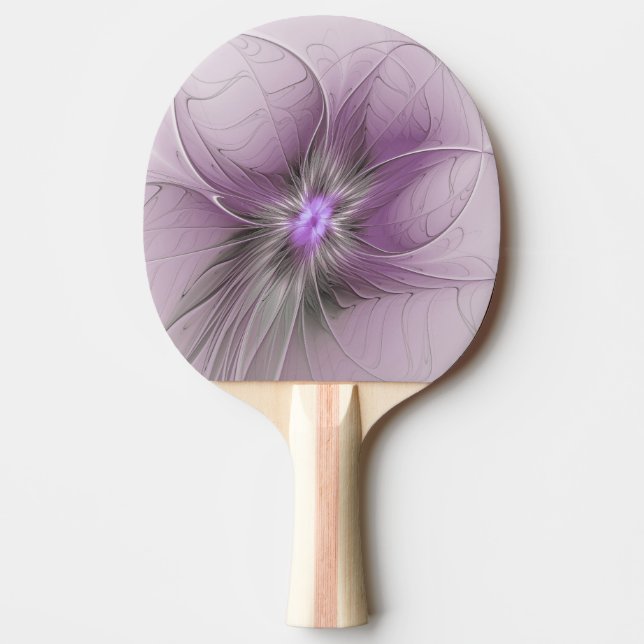 Raquette De Ping Pong Petite Beauté Moderne Mauve Grey Fractal Art Flowe (Devant)