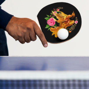 Raquette De Ping Pong Phoenix Floral Se Lève De L'Imaginaire Des Cendres