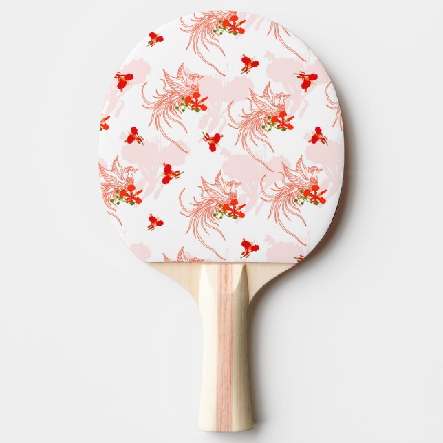 Raquette De Ping Pong Phoenix Oiseau Et Phoenix Fleur Motif Sans Faille (Devant)