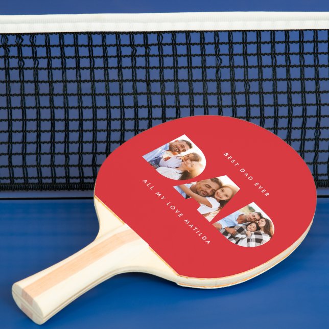 Raquette De Ping Pong Photo Collage minime moderne papa cadeau d'anniver (Insitu)