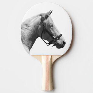 Raquette De Ping Pong Photo d'animal de cheval noir et blanc