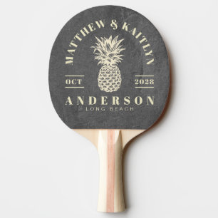 Raquette De Ping Pong Pierre ardoise foncée Tropical Ananas Mariage