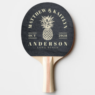 Raquette De Ping Pong Pierre de granit foncé Mariage tropical à l'ananas