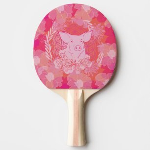 Raquette De Ping Pong pig,flower of life, blue, mandala,zen,chakra,patt