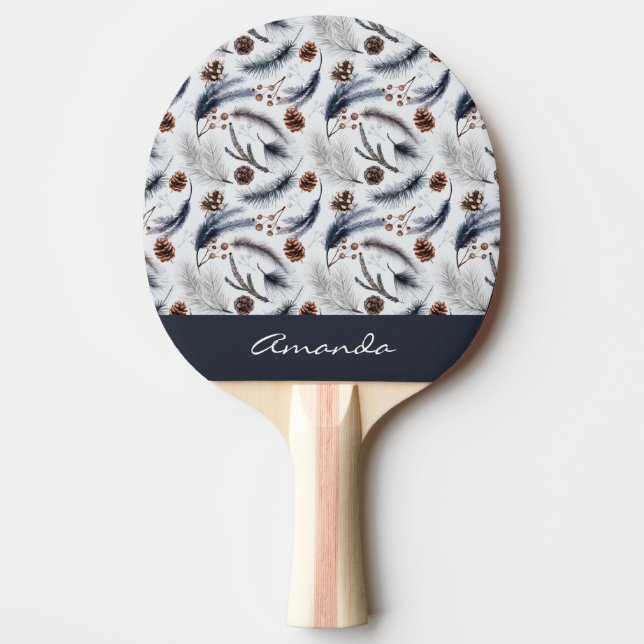 Raquette De Ping Pong Pine Cones & Pine Needles Aquarelles Motif (Devant)
