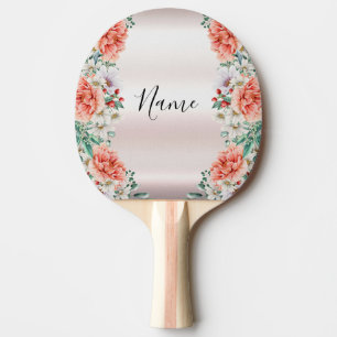 Raquette De Ping Pong Ping Ping Ping de pivoine d'aquarelle