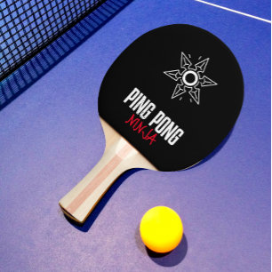 Raquette De Ping Pong Ping Pong Ninja Texte Moderne Rouge Et Blanc