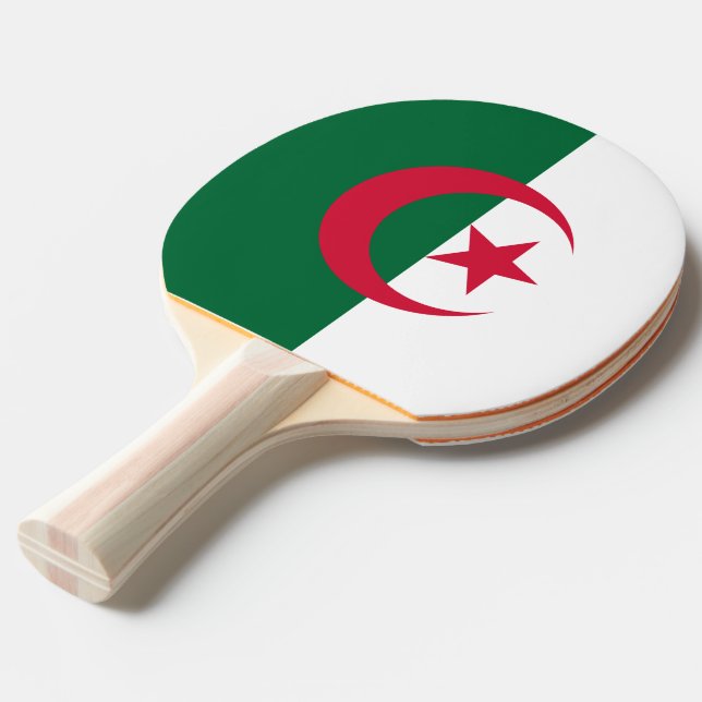 Raquette De Ping Pong Ping pong paddle avec Drapeau d'Algérie (Devant Angle)