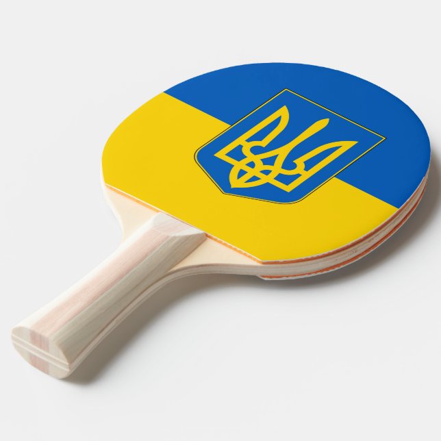 Raquette De Ping Pong Ping pong paddle avec Drapeau de l'Ukraine (Devant Angle)