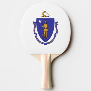 Raquette De Ping Pong Ping pong paddle avec Drapeau du Massachusetts, US