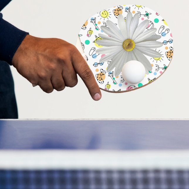 Raquette De Ping Pong Ping Pong Paddle Blanc Daisy Fleurs florales (Insitu)