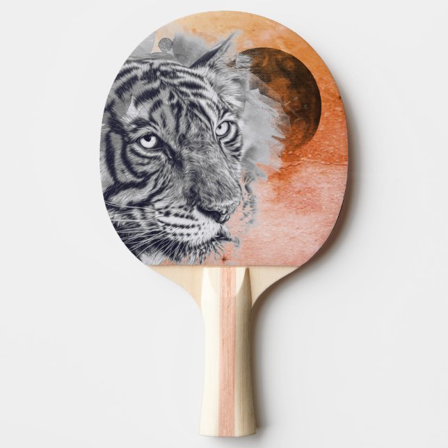 Raquette De Ping Pong Ping Pong Paddle, TIGER ET LUNE NOIRE (Devant)
