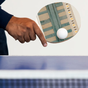 Raquette De Ping Pong Ping Pong Paddle Vert & Beige