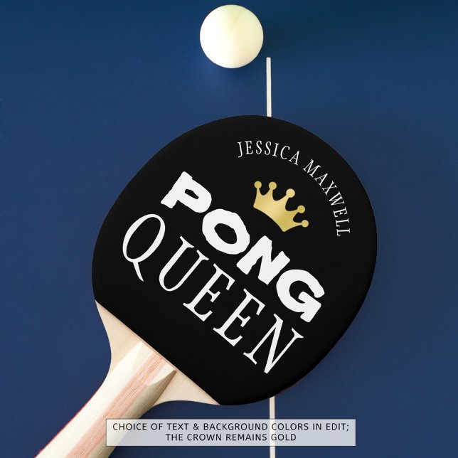 Raquette De Ping Pong PING PONG QUEEN Personnalisé modifiable noir (Créateur téléchargé)
