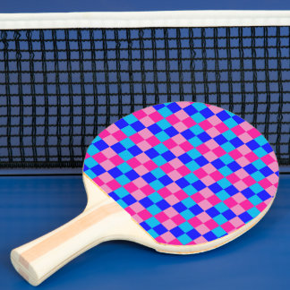 Raquette De Ping Pong Pink and Blue Checkered Print