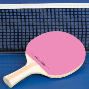 Raquette De Ping Pong Pink Modern Script Girl Monogramme Nom Ping Pong