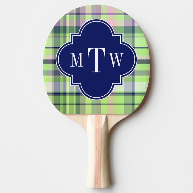 Raquette De Ping Pong Pistachio Marine rose What Preppy Madras Monogramm (Devant)