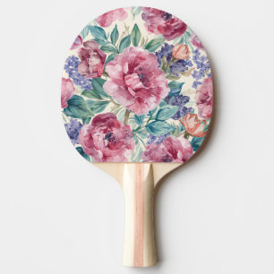 Raquette De Ping Pong Pivoine botanique aquarelle floraison de lavande f