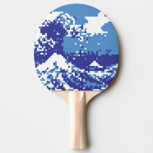 Raquette De Ping Pong Pixel Tsunami bleu 8 bits Pixel Art
