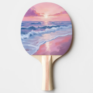 Raquette De Ping Pong Plage de barbe à papa Peinture de vagues océaniq