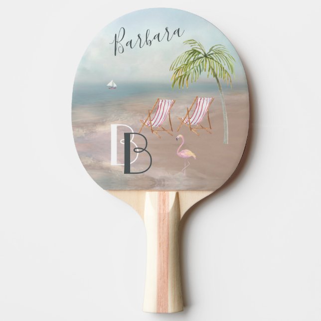 Raquette De Ping Pong Plage Sable Océan Palm Tropical (Devant)