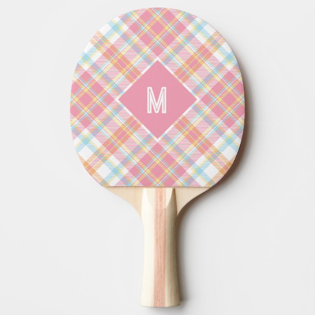 Raquette De Ping Pong Plaid Monogramme personnalisé / Motif Tartan (Devant)