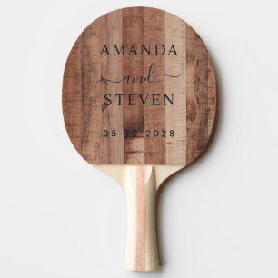 Raquette De Ping Pong Planche en Bois de Palette Noms des Mariés avec Da