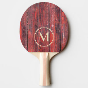 Raquette De Ping Pong Planches de grange en détresse Monogramme