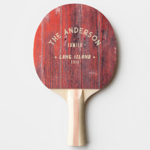 Raquette De Ping Pong Planches de grange en détresse Nom de famille vint