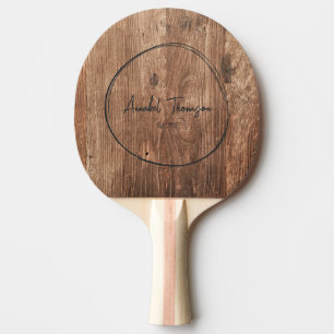 Raquette De Ping Pong Planches Driftwood Nom dans un Cercle Dessiné