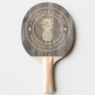 Raquette De Ping Pong Planches Usées Noms de Mariage Ananas