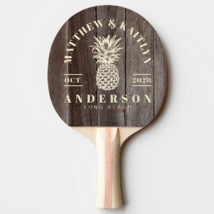 Raquette De Ping Pong Planches Vintage Tropicales Mariage au Pineapple