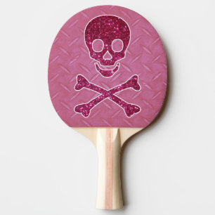 Raquette De Ping Pong Plat de diamant et palette roses de crâne