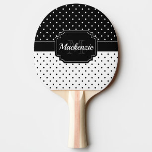 Raquette De Ping Pong Points noirs et blancs