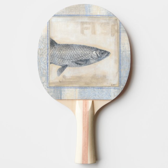 Raquette De Ping Pong Poissons gris sur l'arrière - plan beige (Devant)