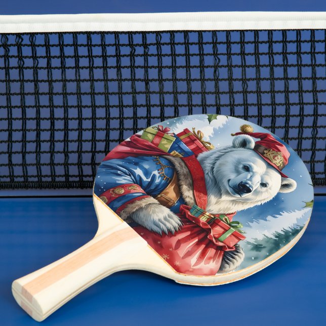 Raquette De Ping Pong Polaire Ours Père Noël Design de Noël (Insitu)