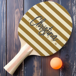 Raquette De Ping Pong Polo Milieu du Siècle Désert Chaud Peint Nom