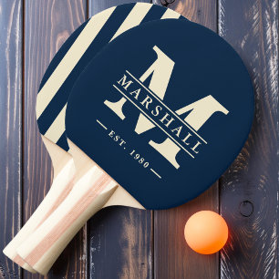 Raquette De Ping Pong Polo rayures avec monogramme et nom en superpositi