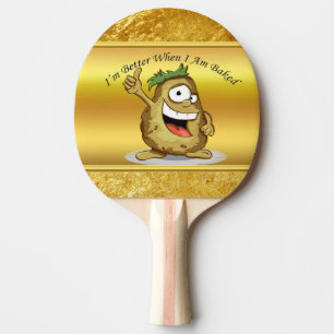 Raquette De Ping Pong Pomme de terre à caractère caricaturé aux cheveux