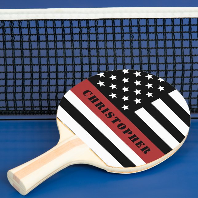 Raquette De Ping Pong Pompier personnalisé Mince Red Line Drapeau cadeau (Insitu)