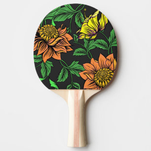 Raquette De Ping Pong Pop Fleurs Lumineuses de l'Arrière - plan noir