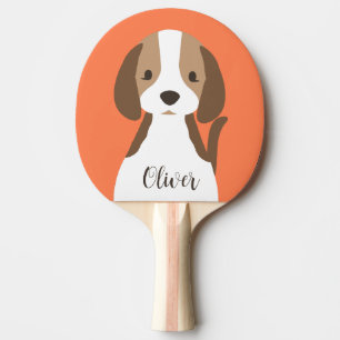 Raquette De Ping Pong Portrait de chien marron et blanc mignon