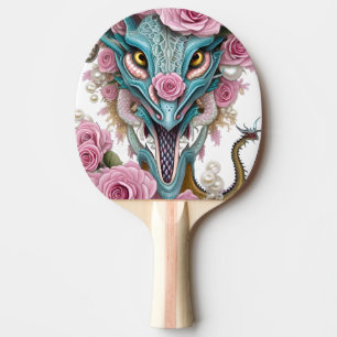 Raquette De Ping Pong Portrait d'une belle tête de dragon rose lunatique