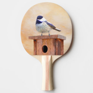 Raquette De Ping Pong Poulet sur la peinture d'oiseaux Art original
