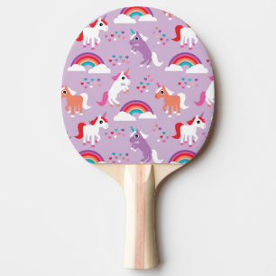 Raquette De Ping Pong Pourpre mignon d'arc-en-ciel de licorne
