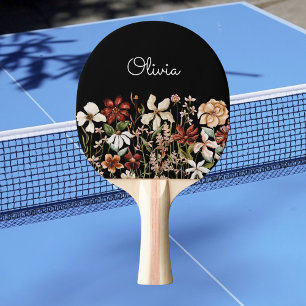 Raquette De Ping Pong Prairie de fleurs sauvages vintage aquarelle perso
