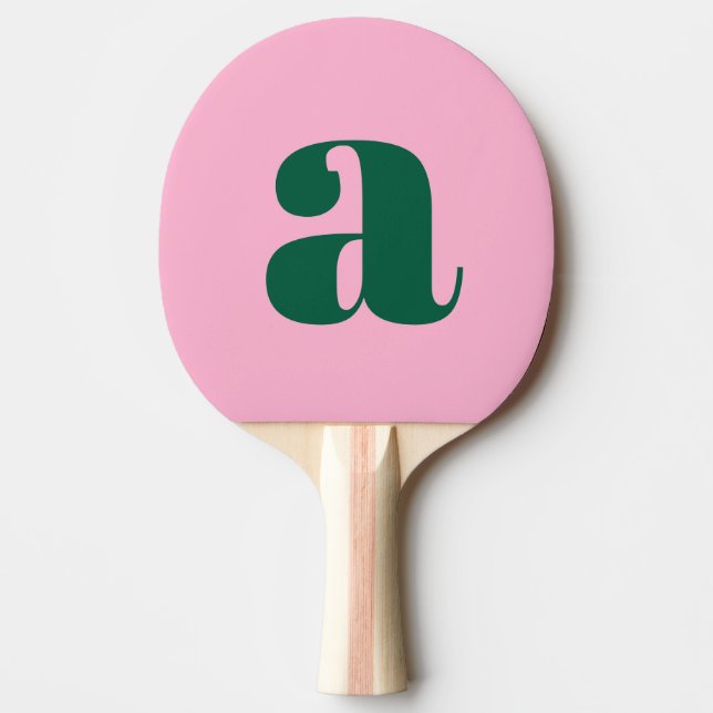Raquette De Ping Pong Preppy Pink and Green Bold Retro Monogram Initial (Devant)