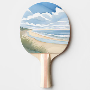 Raquette De Ping Pong Promenade du rivage de la plage   Aquarelle de l'o