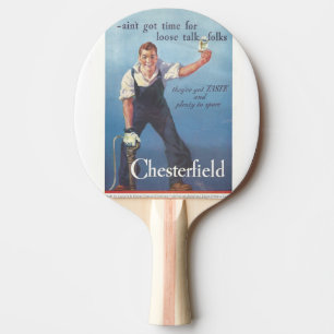 Raquette De Ping Pong Publicité Chesterfield Cigarettes vintage